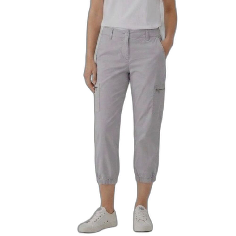 Eileen Fisher Women's Gray Twill Zip Pocket Cargo Jogger Capri Pants Size S
